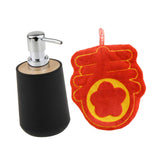 Maxbell Soap Dispenser with Towel Stylish Lotion Pump Bottle for Home Vanity Kitchen black chun Word