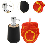 Maxbell Soap Dispenser with Towel Stylish Lotion Pump Bottle for Home Vanity Kitchen black chun Word