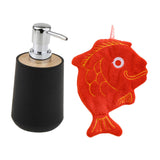 Maxbell Soap Dispenser with Towel Stylish Lotion Pump Bottle for Home Vanity Kitchen black red fish