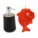 Maxbell Soap Dispenser with Towel Stylish Lotion Pump Bottle for Home Vanity Kitchen black red fish