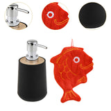 Maxbell Soap Dispenser with Towel Stylish Lotion Pump Bottle for Home Vanity Kitchen black red fish
