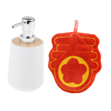 Maxbell Soap Dispenser with Towel Sturdy Lotion Dispenser for Kitchen Bedroom Vanity white chun word