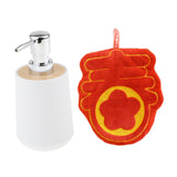 Maxbell Soap Dispenser with Towel Sturdy Lotion Dispenser for Kitchen Bedroom Vanity white chun word
