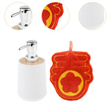 Maxbell Soap Dispenser with Towel Sturdy Lotion Dispenser for Kitchen Bedroom Vanity white chun word