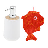 Maxbell Soap Dispenser with Towel Sturdy Lotion Dispenser for Kitchen Bedroom Vanity white red fish