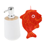 Maxbell Soap Dispenser with Towel Sturdy Lotion Dispenser for Kitchen Bedroom Vanity white red fish