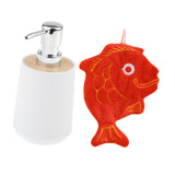 Maxbell Soap Dispenser with Towel Sturdy Lotion Dispenser for Kitchen Bedroom Vanity white red fish