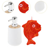 Maxbell Soap Dispenser with Towel Sturdy Lotion Dispenser for Kitchen Bedroom Vanity white red fish