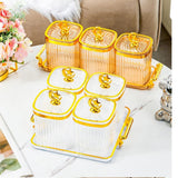Maxbell Dried Fruit Plate Food Storage Box Wedding Nuts Plate for Home Party Holiday White 3 Grids