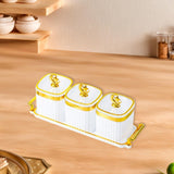 Maxbell Dried Fruit Plate Food Storage Box Wedding Nuts Plate for Home Party Holiday White 3 Grids