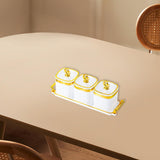 Maxbell Dried Fruit Plate Food Storage Box Wedding Nuts Plate for Home Party Holiday White 3 Grids