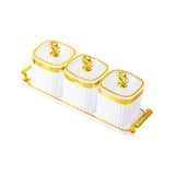 Maxbell Dried Fruit Plate Food Storage Box Wedding Nuts Plate for Home Party Holiday White 3 Grids