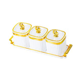Maxbell Dried Fruit Plate Food Storage Box Wedding Nuts Plate for Home Party Holiday White 3 Grids