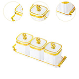 Maxbell Dried Fruit Plate Food Storage Box Wedding Nuts Plate for Home Party Holiday White 3 Grids