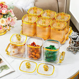 Maxbell Dried Fruit Plate Food Storage Box Wedding Nuts Plate for Home Party Holiday White 3 Grids