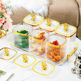 Maxbell Dried Fruit Plate Food Storage Box Wedding Nuts Plate for Home Party Holiday White 3 Grids