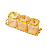 Maxbell Dried Fruit Plate Food Storage Box Wedding Nuts Plate for Home Party Holiday Amber 3 Grids