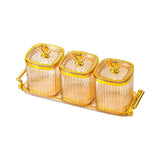 Maxbell Dried Fruit Plate Food Storage Box Wedding Nuts Plate for Home Party Holiday Amber 3 Grids