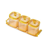 Maxbell Dried Fruit Plate Food Storage Box Wedding Nuts Plate for Home Party Holiday Amber 3 Grids