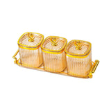Maxbell Dried Fruit Plate Food Storage Box Wedding Nuts Plate for Home Party Holiday Amber 3 Grids
