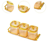 Maxbell Dried Fruit Plate Food Storage Box Wedding Nuts Plate for Home Party Holiday Amber 3 Grids