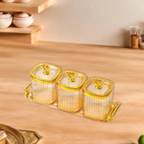 Maxbell Dried Fruit Plate Food Storage Box Wedding Nuts Plate for Home Party Holiday Amber 3 Grids