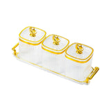 Maxbell Dried Fruit Plate Food Storage Box Wedding Nuts Plate for Home Party Holiday Transparent 3 Grids