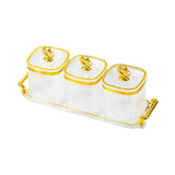 Maxbell Dried Fruit Plate Food Storage Box Wedding Nuts Plate for Home Party Holiday Transparent 3 Grids