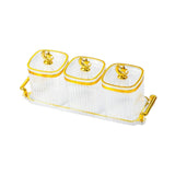 Maxbell Dried Fruit Plate Food Storage Box Wedding Nuts Plate for Home Party Holiday Transparent 3 Grids