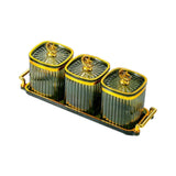 Maxbell Dried Fruit Plate Food Storage Box Wedding Nuts Plate for Home Party Holiday Fruit Green 3 Grids