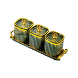 Maxbell Dried Fruit Plate Food Storage Box Wedding Nuts Plate for Home Party Holiday Fruit Green 3 Grids