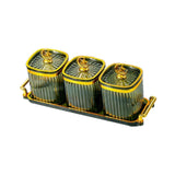 Maxbell Dried Fruit Plate Food Storage Box Wedding Nuts Plate for Home Party Holiday Fruit Green 3 Grids