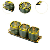 Maxbell Dried Fruit Plate Food Storage Box Wedding Nuts Plate for Home Party Holiday Fruit Green 3 Grids