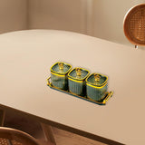 Maxbell Dried Fruit Plate Food Storage Box Wedding Nuts Plate for Home Party Holiday Fruit Green 3 Grids