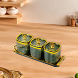 Maxbell Dried Fruit Plate Food Storage Box Wedding Nuts Plate for Home Party Holiday Fruit Green 3 Grids