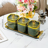 Maxbell Dried Fruit Plate Food Storage Box Wedding Nuts Plate for Home Party Holiday Fruit Green 3 Grids