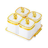 Maxbell Dried Fruit Plate Food Storage Box Wedding Nuts Plate for Home Party Holiday White 4 Grids