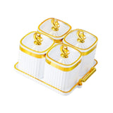 Maxbell Dried Fruit Plate Food Storage Box Wedding Nuts Plate for Home Party Holiday White 4 Grids