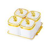 Maxbell Dried Fruit Plate Food Storage Box Wedding Nuts Plate for Home Party Holiday White 4 Grids