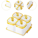 Maxbell Dried Fruit Plate Food Storage Box Wedding Nuts Plate for Home Party Holiday White 4 Grids