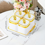 Maxbell Dried Fruit Plate Food Storage Box Wedding Nuts Plate for Home Party Holiday White 4 Grids