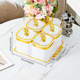 Maxbell Dried Fruit Plate Food Storage Box Wedding Nuts Plate for Home Party Holiday White 4 Grids