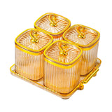 Maxbell Dried Fruit Plate Food Storage Box Wedding Nuts Plate for Home Party Holiday Amber 4 Grids