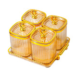Maxbell Dried Fruit Plate Food Storage Box Wedding Nuts Plate for Home Party Holiday Amber 4 Grids