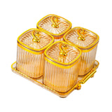 Maxbell Dried Fruit Plate Food Storage Box Wedding Nuts Plate for Home Party Holiday Amber 4 Grids