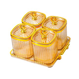 Maxbell Dried Fruit Plate Food Storage Box Wedding Nuts Plate for Home Party Holiday Amber 4 Grids