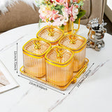 Maxbell Dried Fruit Plate Food Storage Box Wedding Nuts Plate for Home Party Holiday Amber 4 Grids