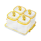 Maxbell Dried Fruit Plate Food Storage Box Wedding Nuts Plate for Home Party Holiday Transparen 4 Grids