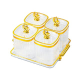 Maxbell Dried Fruit Plate Food Storage Box Wedding Nuts Plate for Home Party Holiday Transparen 4 Grids