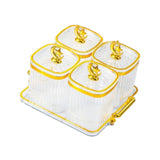Maxbell Dried Fruit Plate Food Storage Box Wedding Nuts Plate for Home Party Holiday Transparen 4 Grids